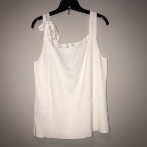 LOFT tie shoulder knit tank white XL NWT